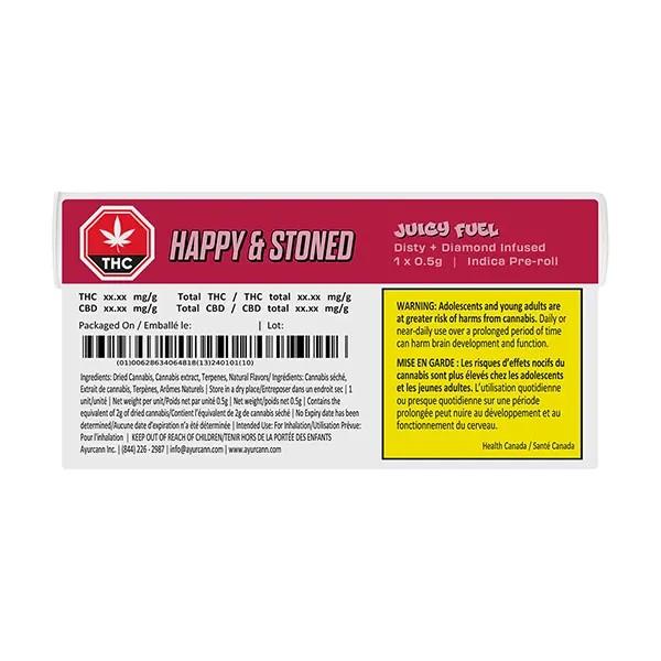 Juicy Fuel Disty+Diamonds Infused Pre-roll (Pre-Rolls) by Happy & Stoned