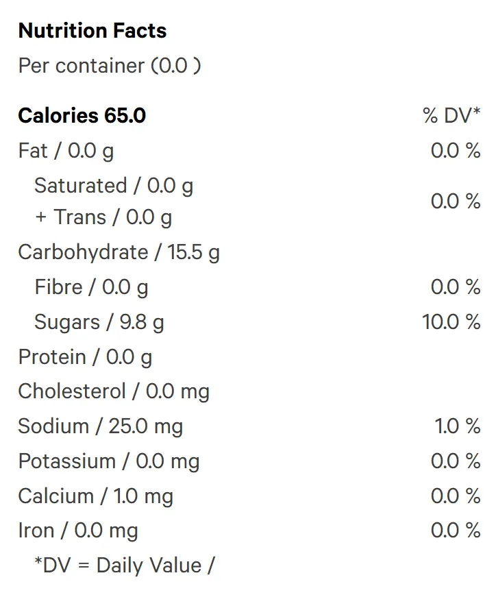 Peach Chamomile Rest 1:2:1 Vegan Soft Chews (Gummies) Nutrition Table
