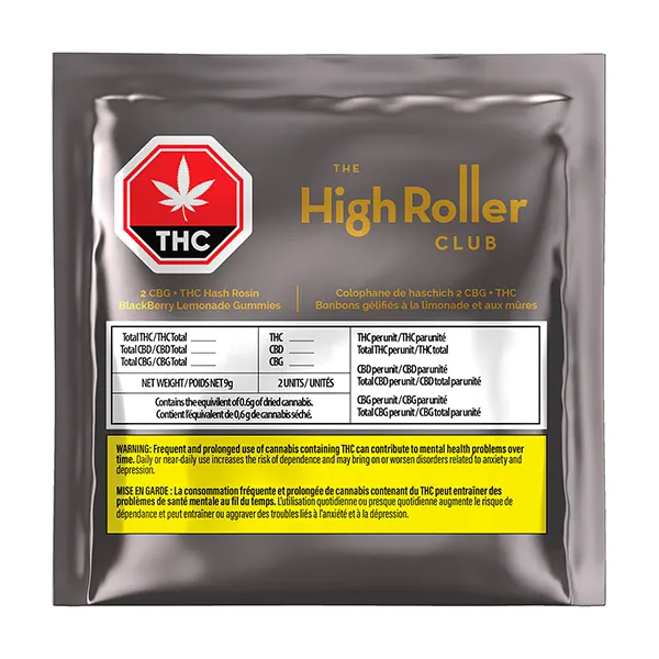 THC CBG Hash Rosin Blackberry Lemonade Gummies (Gummies) by The High Roller Club