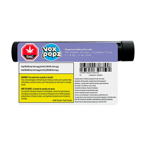 Image for Grape Ice Diamond Infused Crushable Pre-Rolls, cannabis all products by VOX