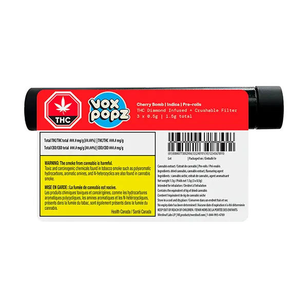 Image for Cherry Bomb Diamond Infused Crushable Pre-Roll, cannabis all products by VOX