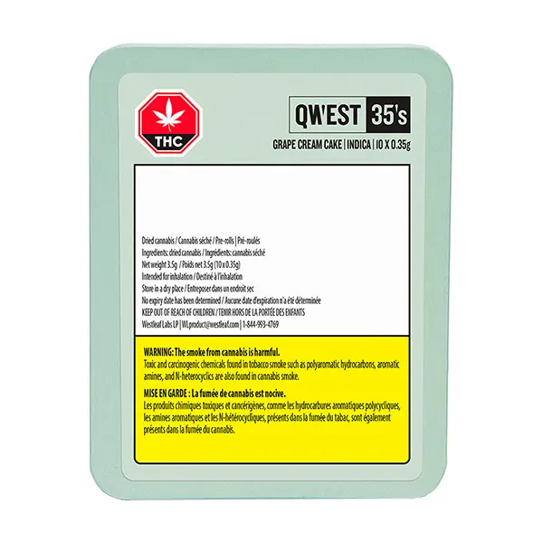 Grape Cream Cake Pre-roll (Pre-Rolls) by Qwest 35's