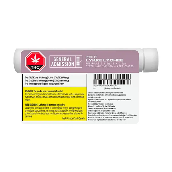 Image for Lykke Lychee Distillate Infused Pre-Roll, cannabis pre-rolls by General Admission