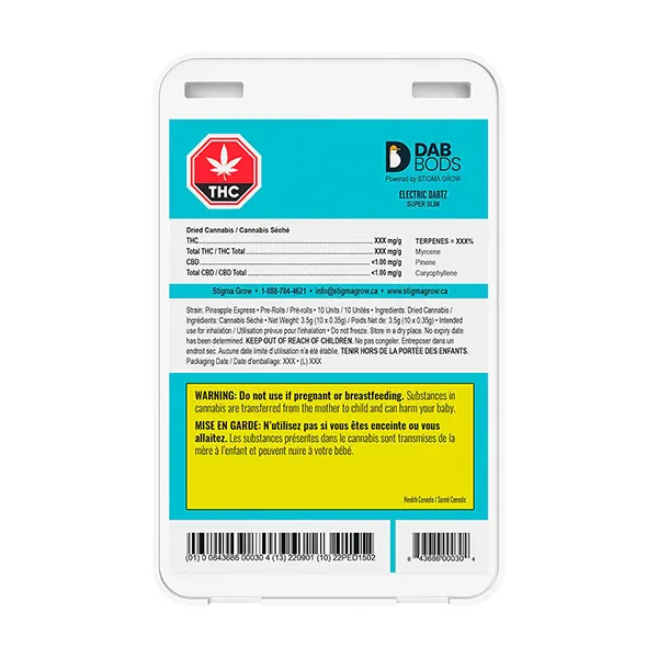 Image for Pineapple Express Super Slim Electric Dartz Pre-Roll, cannabis pre-rolls by Dab Bods