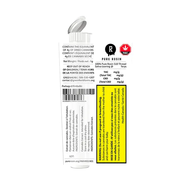 Image for 100 Pure Rosin 510 Thread Vape - Sativa Leaning, cannabis 510 cartridges by Pure Rosin