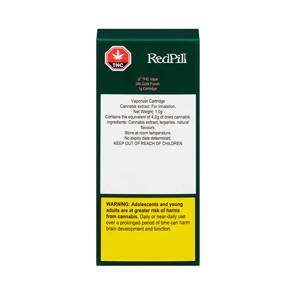 Image for 24K Gold Punch Δ8 THC 510 Thread Cartridge, cannabis 510 cartridges by RedPill
