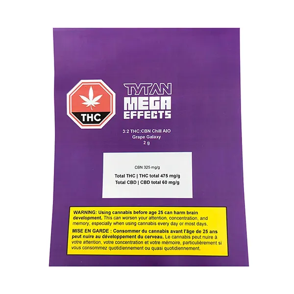 Image for 3:2 THC:CBN Chill AIO - Grape Galaxy, cannabis disposable vapes by Tytan