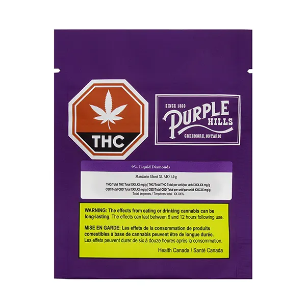 Image for 95+ Liquid Diamonds – Mandarin Ghost AIO XL, cannabis 510 cartridges by Purple Hills