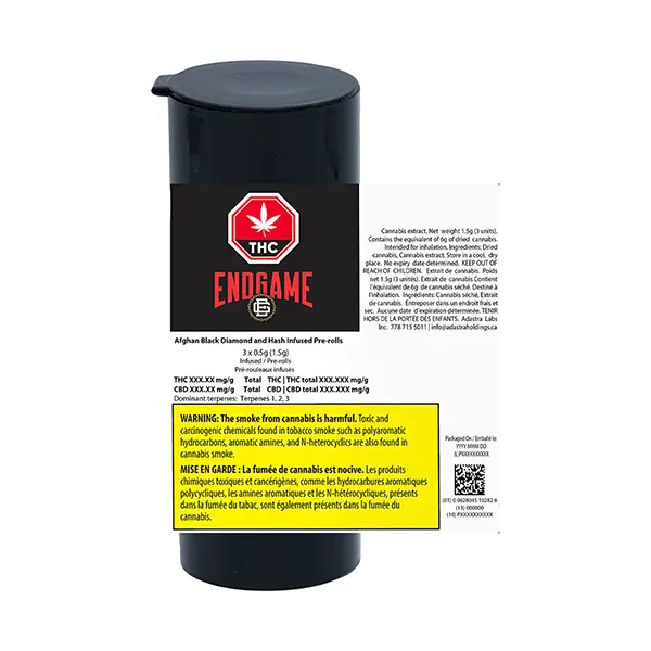 Afghan Black Diamond and Hash Infused Pre-Roll (Pre-Rolls) by Endgame