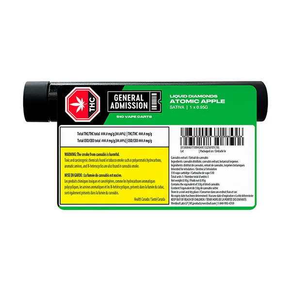 Atomic Apple Sativa Liquid Diamond 510 Thread Cartridge (510 Cartridges) by General Admission
