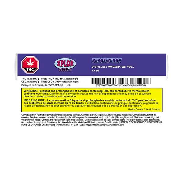 Beast Berry Distillate Infused Pre-Roll (Pre-Rolls) by XPLOR