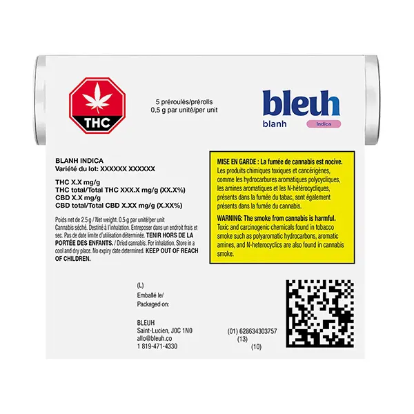 Blanh Indica Pre-Roll (Pre-Rolls) by Bleuh