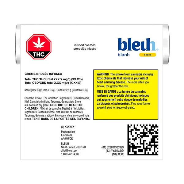 Blanh Creme Infused Pre-Roll (Pre-Rolls) by Bleuh