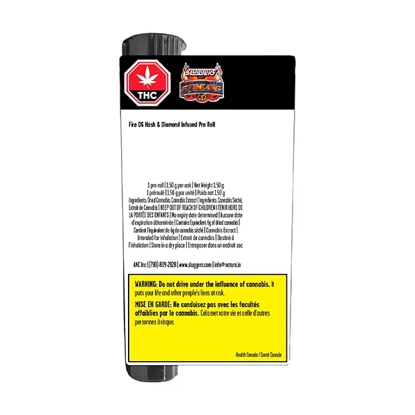 Image for Fire OG Hash & Diamond Infused Pre-Roll, cannabis pre-rolls by Sluggers