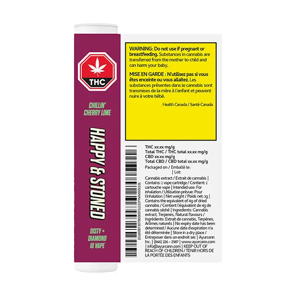 Chillin' Cherry Lime Disty+diamond 510 Thread Cartridge (510 Cartridges) by Happy & Stoned