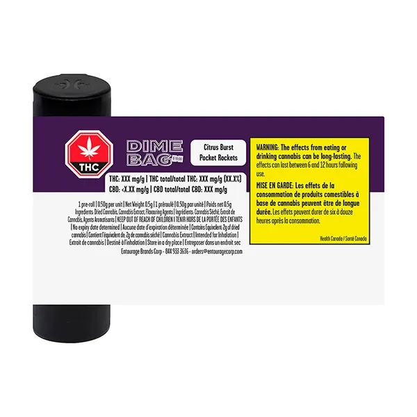 Citrus Burst Pocket Rockets Infused Pre-roll (Pre-Rolls) by Dime Bag