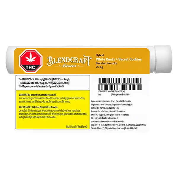 Image for Deuces Hybrid white Rntz X Secret Cookies Pre-roll, cannabis pre-rolls by Blendcraft by Qwest