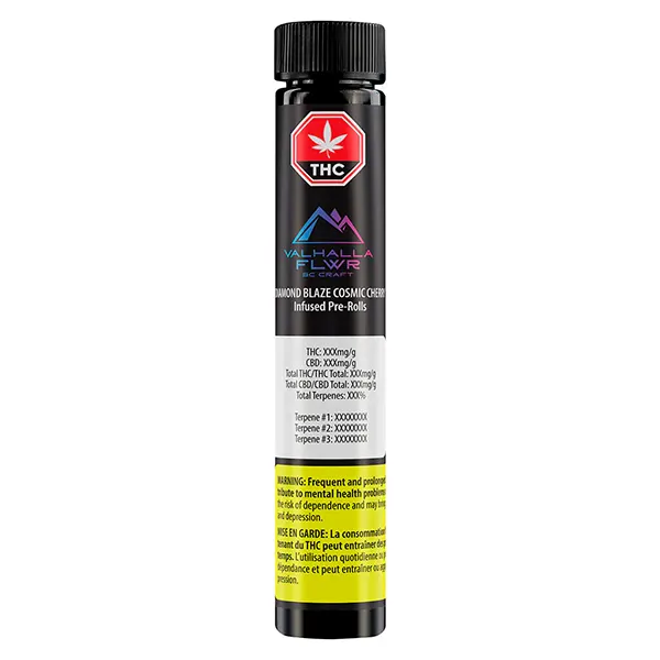 Diamond Blaze Cosmic Cherry Infused Pre-roll (Pre-Rolls) by Valhalla Flwr