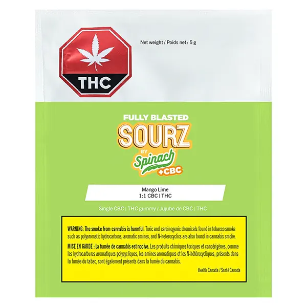 Fully Blasted Mango Lime1:1 CBC THC (Gummies) by SOURZ by Spinach
