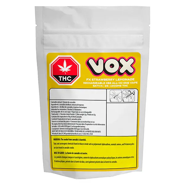 Image for FX Strawberry Lemonade CBG 2 All-In-One Vape, cannabis high scoring in all products by VOX