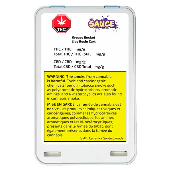 Image for Grease Bucket Live Rosin 510 Thread Cartridge, cannabis 510 cartridges by Sauce Rosin Labs