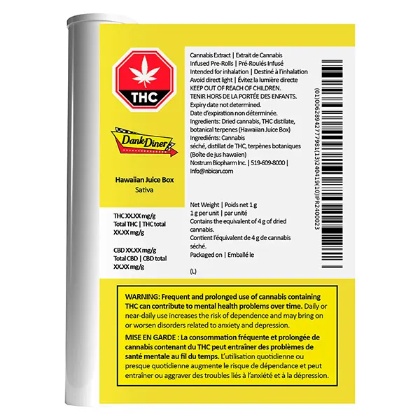 Hawaiian Juice Box Infused Pre-Roll (Pre-Rolls) by Dank Diner