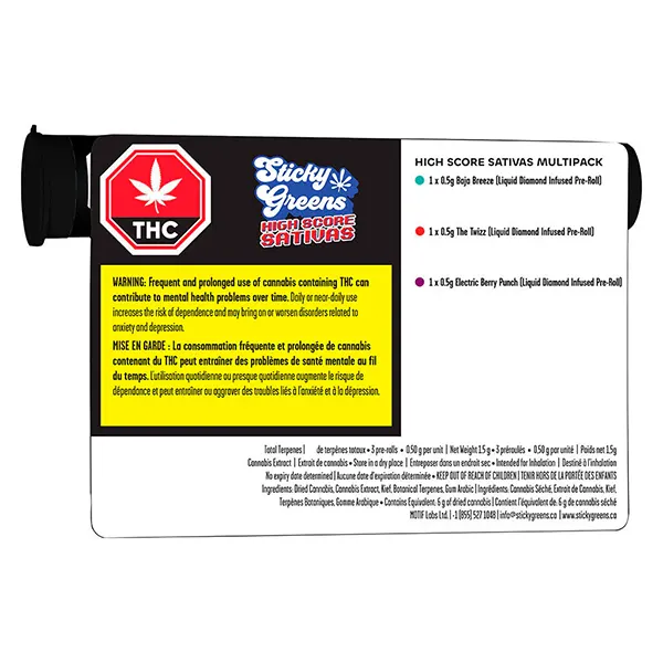 High Score Sativas - Liquid Diamond Double Infused Pre-Roll (Pre-Rolls) by Sticky Greens