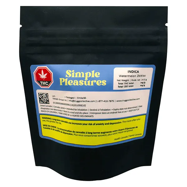 Image for INDICA Watermelon Zkittlez, cannabis dried flower by Simple Pleasures