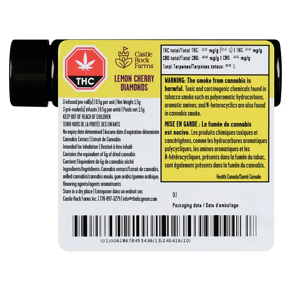 Lemon Cherry Diamonds Infused Pre-Roll (Pre-Rolls) by Castle Rock Farms