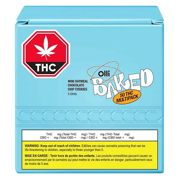 Image for 50 THC Mini Oatmeal Chocolate Chip Cookies, cannabis baked goods by Olli Brands