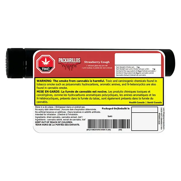 Image for Packarillos Strawberry Cough Infused Pre-Roll, cannabis all products by Packs