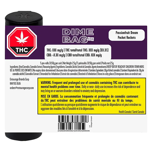 Image for Passionfruit Dream Pocket Rockets Infused Pre-Roll, cannabis all products by Dime Bag