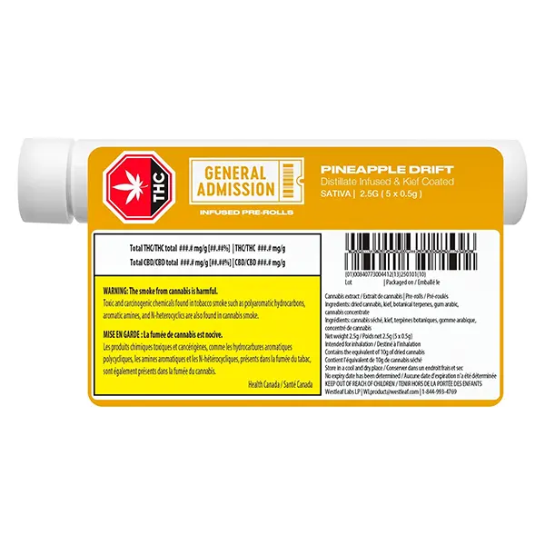 Pineapple Drift Distillate Infused Pre-Roll (Pre-Rolls) by General Admission