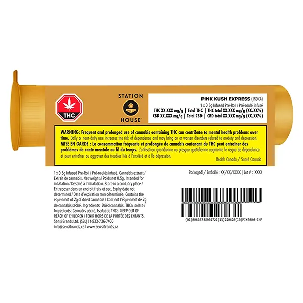 Pink Kush Express Infused Pre-Roll (Pre-Rolls) by Station House