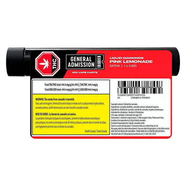 Image for Pink Lemonade Liquid Diamond 510 Thread Cartridge, cannabis 510 cartridges by General Admission