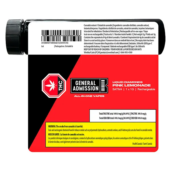 Image for Pink Lemonade Liquid Diamond Disposable Vape, cannabis disposable vapes by General Admission