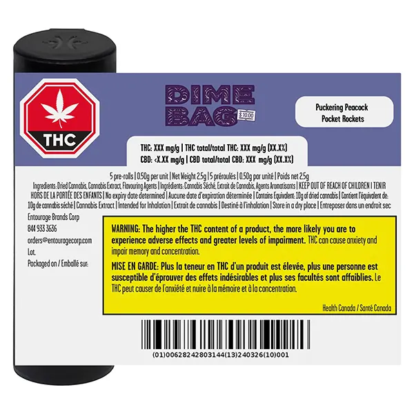 Image for Puckering Peacock Pocket Rockets Infused Pre-Roll, cannabis all products by Dime Bag