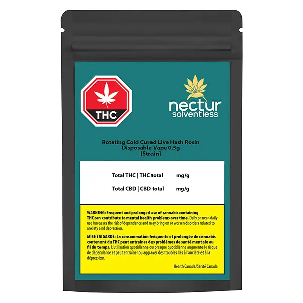 Rotating Cold Cured Live Hash Rosin Disposable Vape (Disposable Vapes) by Nectur Solventless