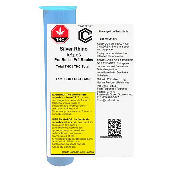 Silver Rhino Pre-Roll (Pre-Rolls) by Craftport Cannabis