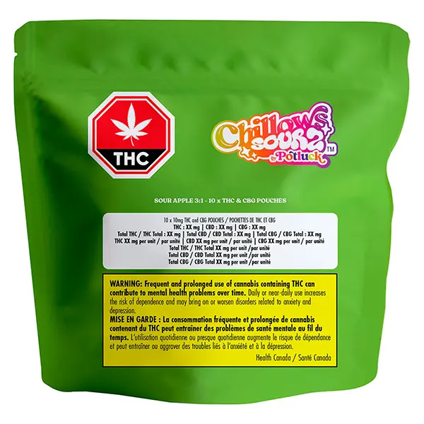 Image for Sour Apple Chillows 3:1, cannabis sublingual strips by Potluck