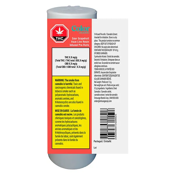 Sour Grapefruit Haze Live Resin Infused Pre-roll (Pre-Rolls) by Color Cannabis