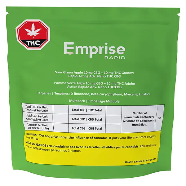 Image for Sour Green Apple 10 CBG + 10 THC Gummy, cannabis gummies by Emprise