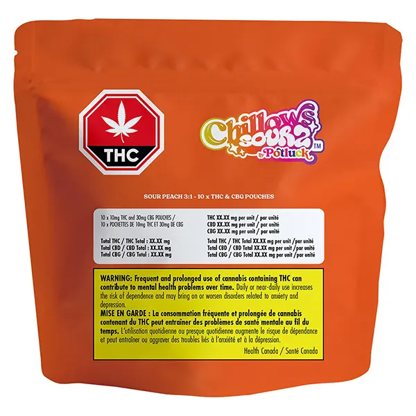 Image for Sour Peach Chillows 3:1, cannabis sublingual strips by Potluck