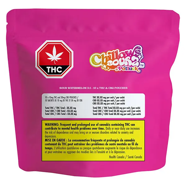 Image for Sour Watermelon Chillows 3:1, cannabis sublingual strips by Potluck