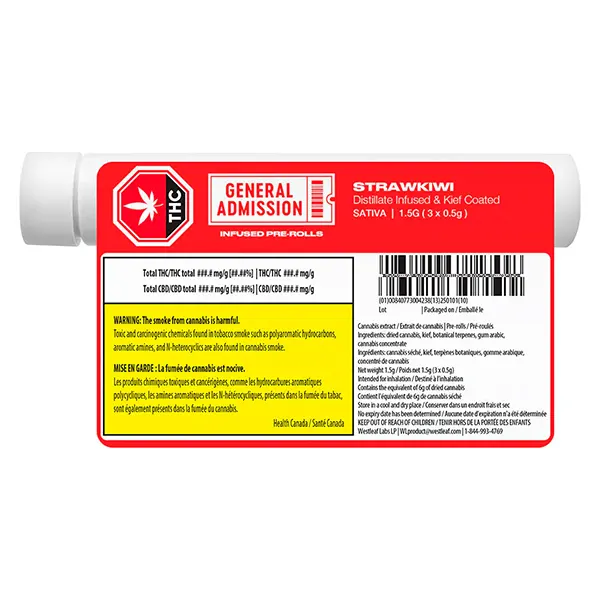 Strawkiwi Distillate Infused Pre-Roll (Pre-Rolls) by General Admission