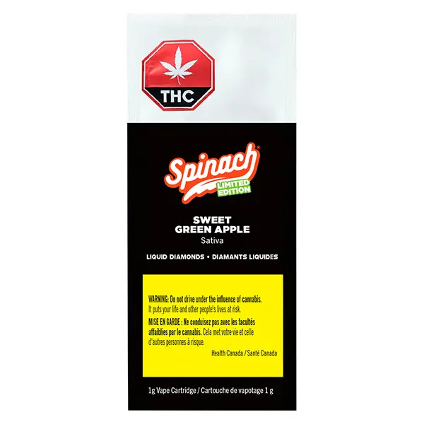 Image for Sweet Green Apple Liquid Diamonds Vape, cannabis 510 cartridges by Spinach