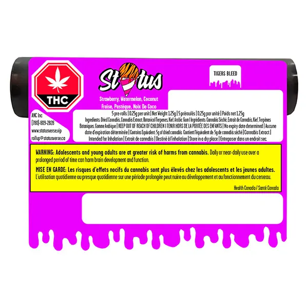 Tigers Bleed Liquid Diamond Infused Kief Coated Pre-Roll (Pre-Rolls) by Status