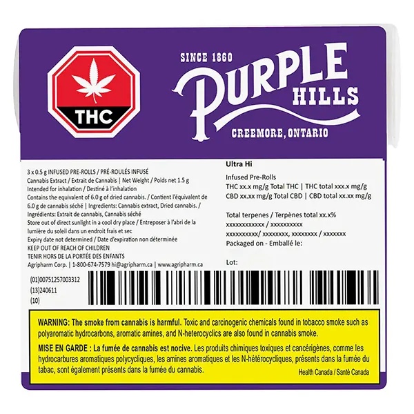 Ultra Hi Infused Pre-Roll (Pre-Rolls) by Purple Hills