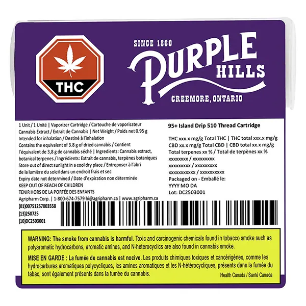 Image for 95+ Island Drip 510 Thread Cartridge, cannabis all products by Purple Hills