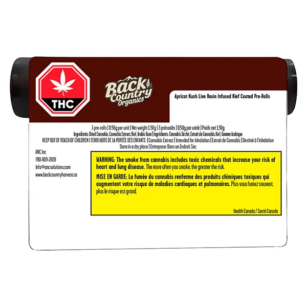 Image for Apricot Kush Live Rosin Infused Kief Coated Pre-Roll, cannabis all products by Back Country Organics